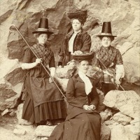 Ladies in Welsh national dress at the Rock Studio, Llandudno