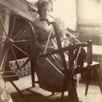 Woman at a spinner's weasel